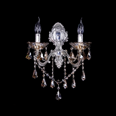 Two Light Shining Fabulous  European Style Lead Crystal Wall Sconce