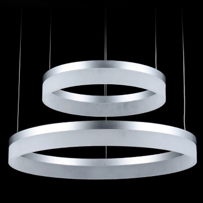 Two Tiers Modern Silver Simple LED Round Pendant in