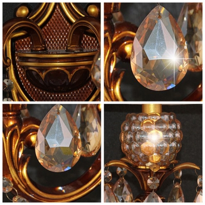 Beautiful Hand-painted Antique Brass and Clear Crystal Highlight Luxury Dazzling Wall Sconce
