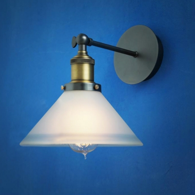 Bronze Finished LOFT One-light Cone Shaped Frosted Glass LED Wall Lamp