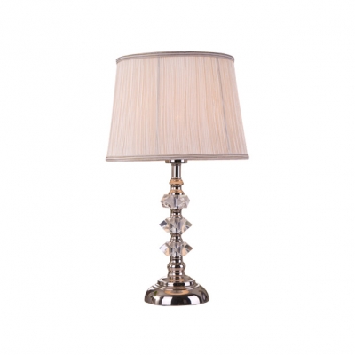 Clear Crystal Combines with White Shade and Chrome Accent to Create Graceful Clean Table Lamp Design