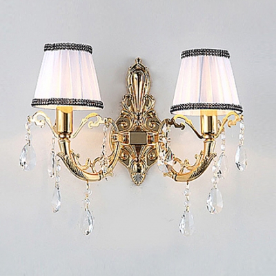 Comforting European Style Makes Two-light White Wall Sconce Perfect for Hallway