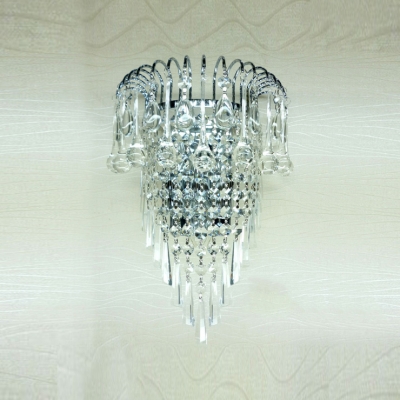 Daring Wall Sconce Features Chrome Finish Frame  and Rainfall of Crystal Beads
