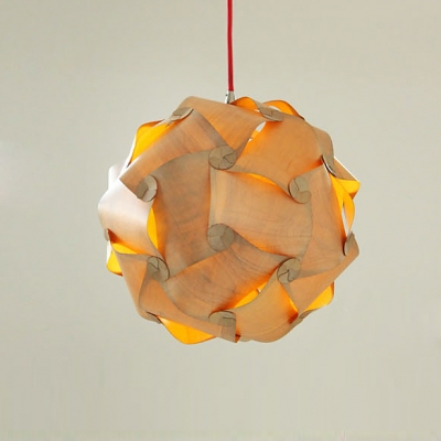 Globe Wood Sliced Shaded Pendant by Designer Lighting