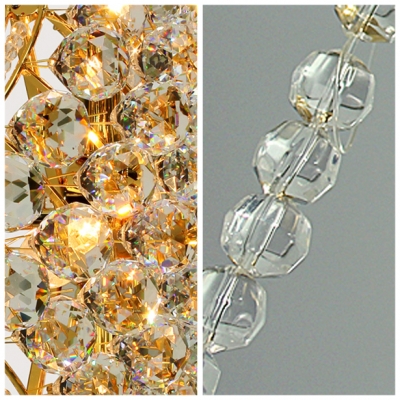 Golden Finish and Stunning Crystal Globes Hang Together Semi-Flush Mount Ceiling Light