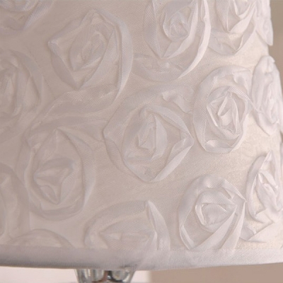 Graceful Single-light Flower-patterned Stunning Wall Sconce with Pure White Fabric Shade
