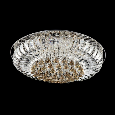 Graceful Stainless Steel Canopy Crystal Diamonds Hang Together Modern Flush Mount