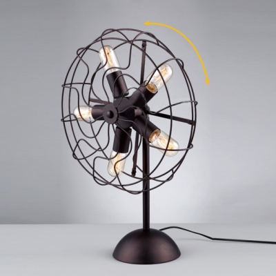 Industrial Whimsical Designed Iron Fan LED Table Lamp