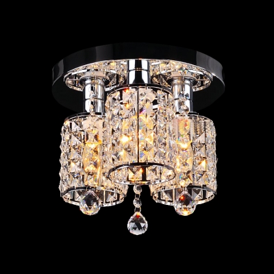 Luxury Semi Flush Ceiling light Sparkles with Faceted Cut Crystal with Three Lights