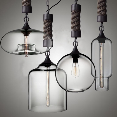 Rope Chain Industrial Colored LOFT Glass Chandelier Pendant