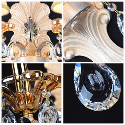 Single Light Wall Sconce Featured Zin Alloy Cream Panel Crystal Drops