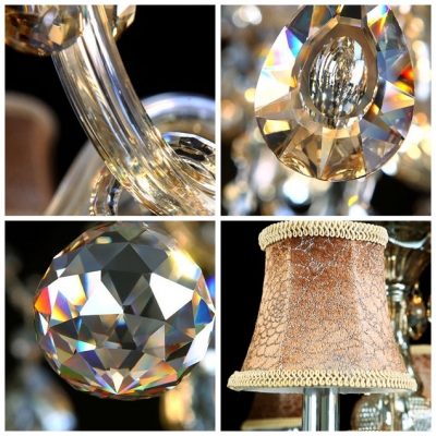 Sparkling Hand Cut Rock Crystal Drops Beautiful Pattern Bell Shades 6-Light Classic Chandelier