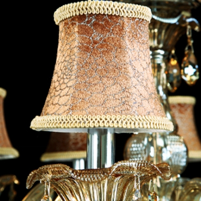 Sparkling Hand Cut Rock Crystal Drops Beautiful Pattern Bell Shades 6-Light Classic Chandelier