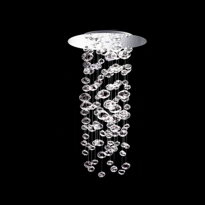 Sparkling Strands of Crystals Enhanced with Polished Chrome in Stylish Multi Light Pendant