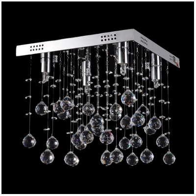 Square Canopy Suspended Crystal Spheres and Beads 11.8