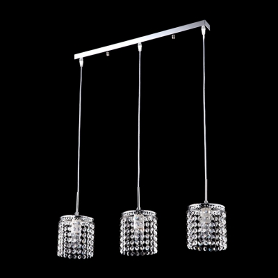 Striking Strands of Clear Crystal Beads Adorned Gleaming Multi-Light Pendant Creating Graceful Feel to Any Room