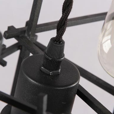 Ten-light Wrought Iron Branched Industrial LED Multi-light Pendant