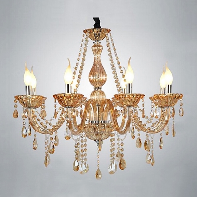 Warm Amber Crystal Strands and Droplets 8-Light 29.5