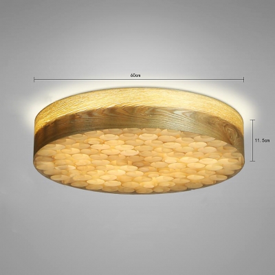 Wood Crafted Round Shape Flush Mount Ceiling Light