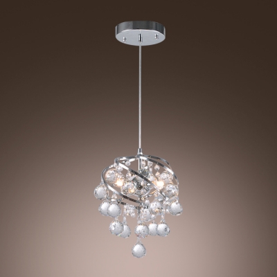 Beautiful One Light Large Pendant Adorned with Glistening Clear Crystal Balls
