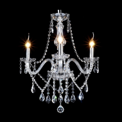 Bewitching 3 Candle Lights Crystal Strands and Bobeche Chandelier Dropped Exquisite Droplets