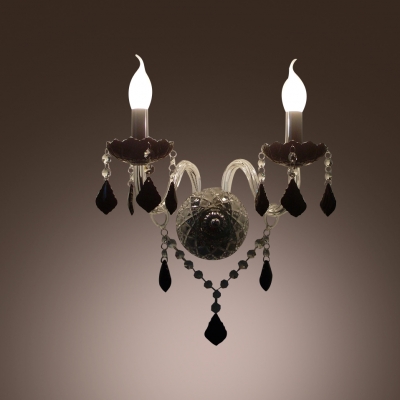 Brilliant Faceted Crystal and Clear Arms Composed Magnificent Wall Sconce with Two Candle Lights