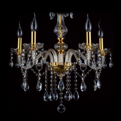 

Brilliant Five Lights Glistening Crystal Droplets Embellished 23.6"High Traditional Chandelie, HL297589