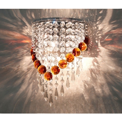 Chrome Finished Frame Reinforces Crystal Wall Sconce Look of  Contemporary Elegance