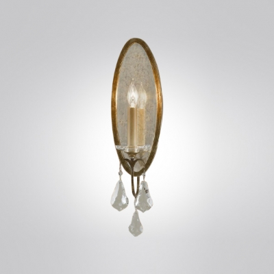 Clear Crystals Accents and Glass Mirror Delight in Wonderful Wall Sconce