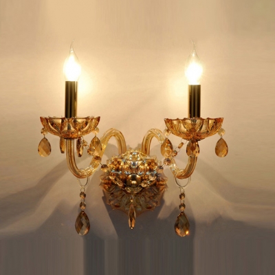 Dramatic Luxurious Wall Sconce Offers Impressive Look with Champagne Crystal