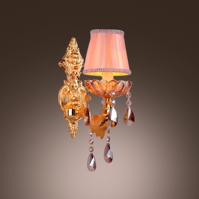 Elegant Decorative Wall Light Fixture Offers Strolling Fish-like Arm and Lead Crystal Droplets