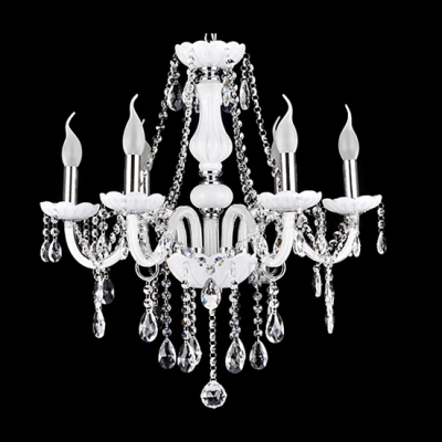 Fetching Sparkling Crystal Droplets Accented Six Lights Dining Room Chandelier