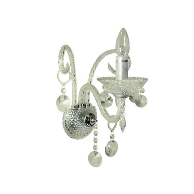 Glamourous Gleaming Single Light Crystal Wall Sconce Pairs with Sleek Curving Arm
