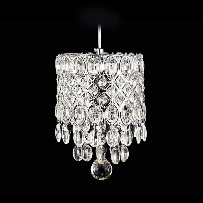 Graceful Metal Cut Cylinder Mini Pendant Light Shine with Elegant Crystals