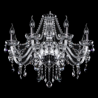 Impressive 8-Light Crystal Chandelier Shinning with Crystal Chains and Droplets