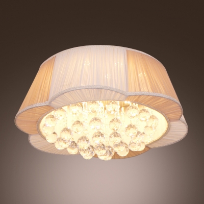 LED Flower Shaped Contemporary Flush Mount Lighting Shine with Clear Crystal Balls