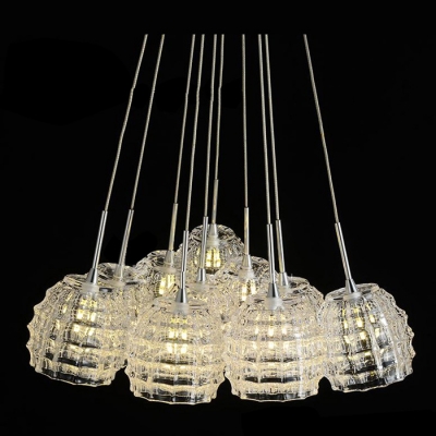 Lovely Splendid Multi Light Pendant Completed with Clear Crystal Glass Shades Made Stunning Look
