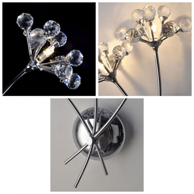 Mid-size Sparkling Wall Sconce Full of Glistening Crystal Balls