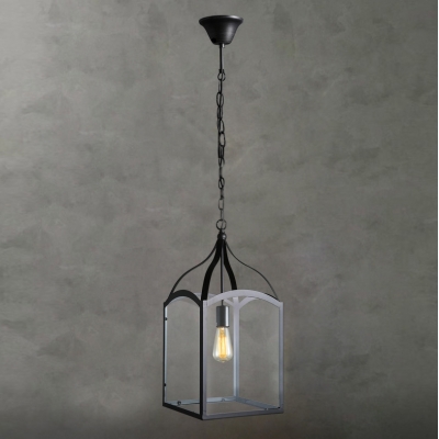 One-light Glass Shaded Lantern Industrial Suspension LED Pendant