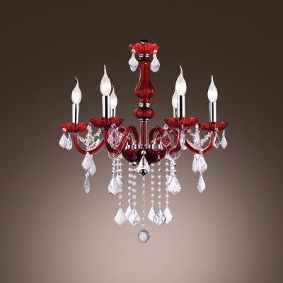 Scrolled Arms Hanging Stunning Clear Crystals 6-Light Elegant Chandelier