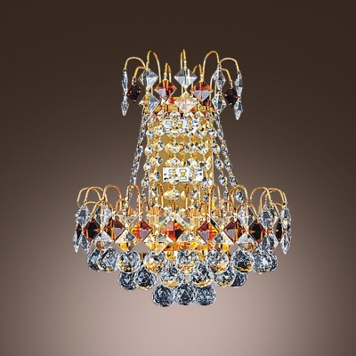 Stylish Double Light Wall Sconce Features Contemporary Gold Finish and Dazzling Crystal
