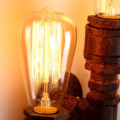 Three-light Rust Finished Vintage LOFT LED Wall Light
