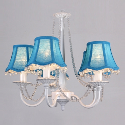 5-Lights Romantic and Lovely Girl's Room Crystal Beaded Strands Fabric Shaded Chandelier