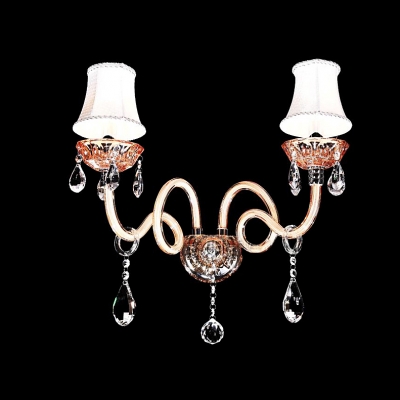 A Handsome Traditional Wall Sconce Complete with Scrolling Arms and Crystal Drops
