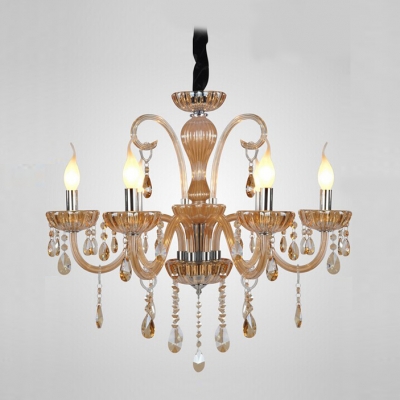 Artfully Amber Crystal Scrolls 24.4"High Candle Style Chandelier Lights