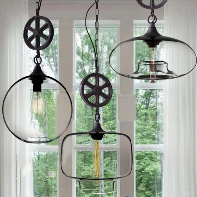 Axle Included Clear Glass Industrial Pendant Light