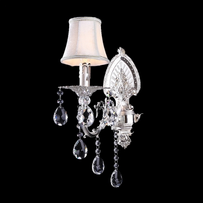Chic Crysta Accents and Delicate Silver Finish Made Stunning Single Light  Wall Sconce Splendid Look