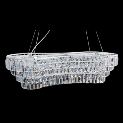 Chrome Finish Frame and Clear Prism Crystal  Add Glamour to Contemporary Island Lighting