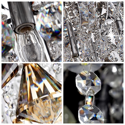 Curved Crystal Prisms and Sparkling Crystal Strands Flush Mount Lights Hanging Crystal Diamonds