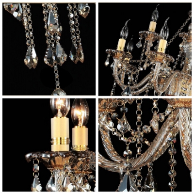 Double Tiered Glittering Clear Crystal Waterfall 12-light Chic and Elegant Chandelier